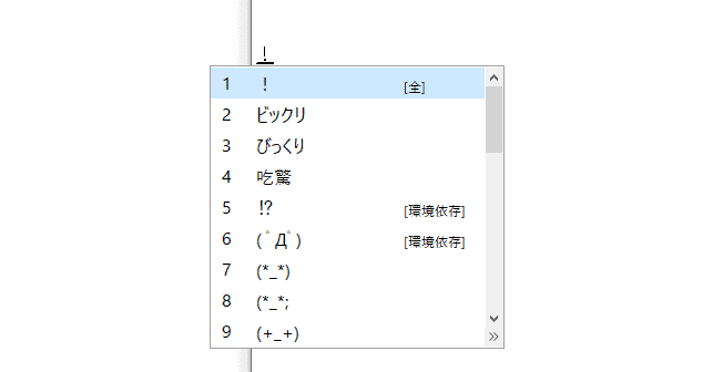 「びっくり」と打ち込んで変換